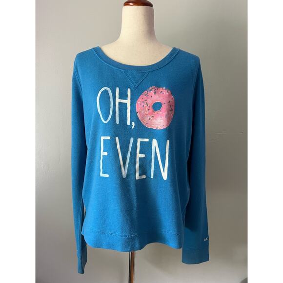Oh Donut Even Blue Cute Pullover Sweatshirt Hollister size large - Picture 1 of 6